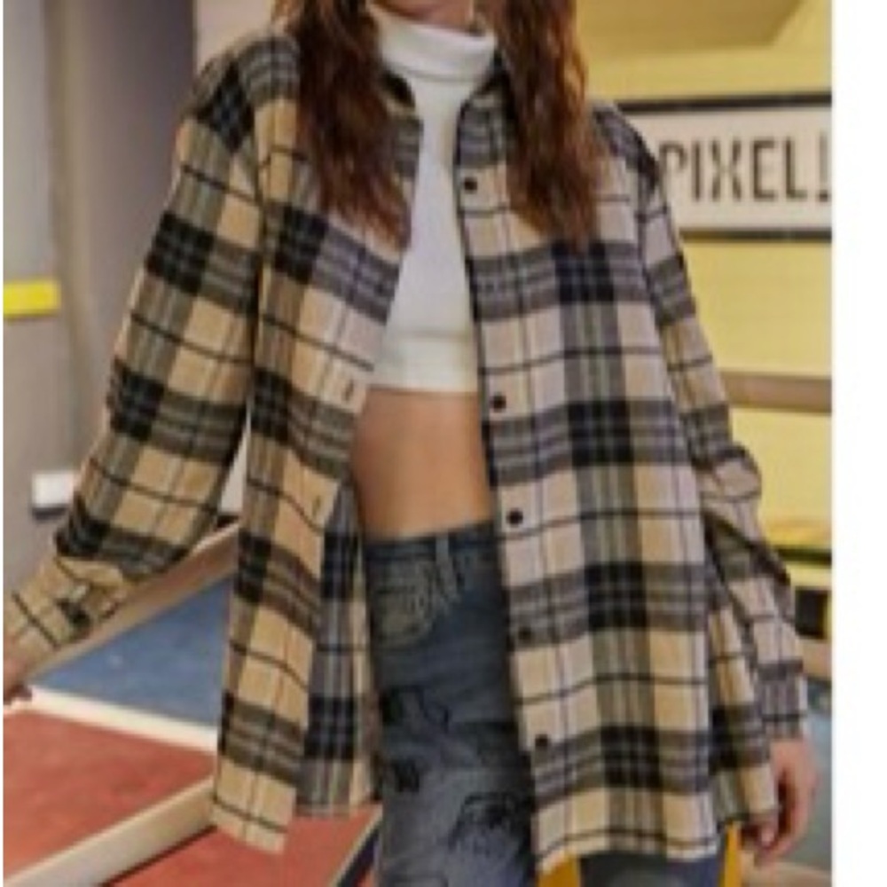 ROMWE | Flannel Button-Up Top - Picture 3 of 10